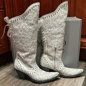 Old Gringo Ice Bride Cowboy Boots Western Wedding Crystal Rodeo Lace Bling RARE